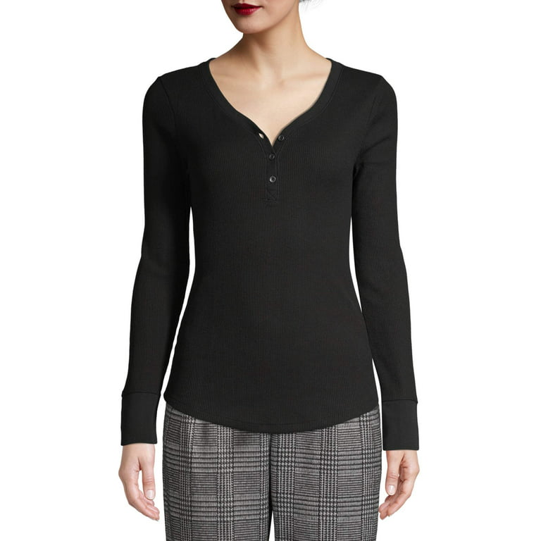 Time and Tru Women’s Thermal Henley Shirt