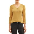 thumbnail image 1 of Time and Tru Women’s Thermal Henley Shirt, 1 of 4