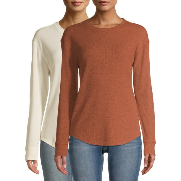 Time and Tru Women's Thermal TShirt, 2Pack