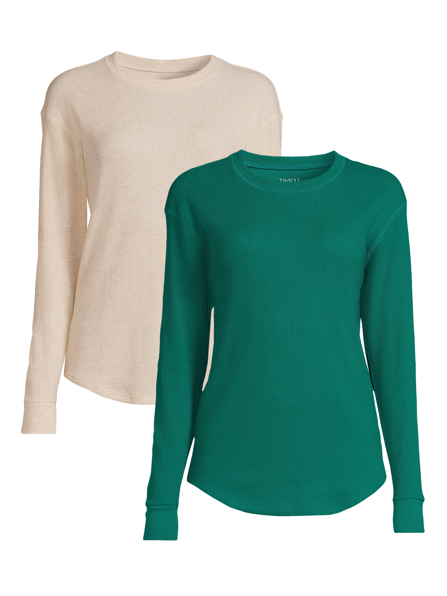 Time and Tru Women's Thermal Top with Long Sleeves, 2-Pack, Sizes XS ...