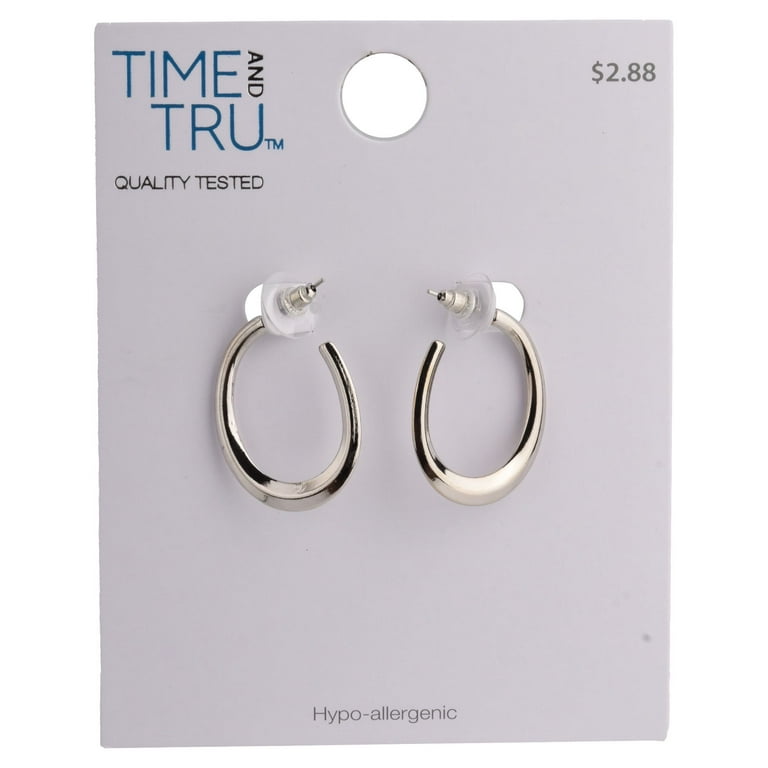 Time and Tru Women's Thick Silver Post Hoop Earring
