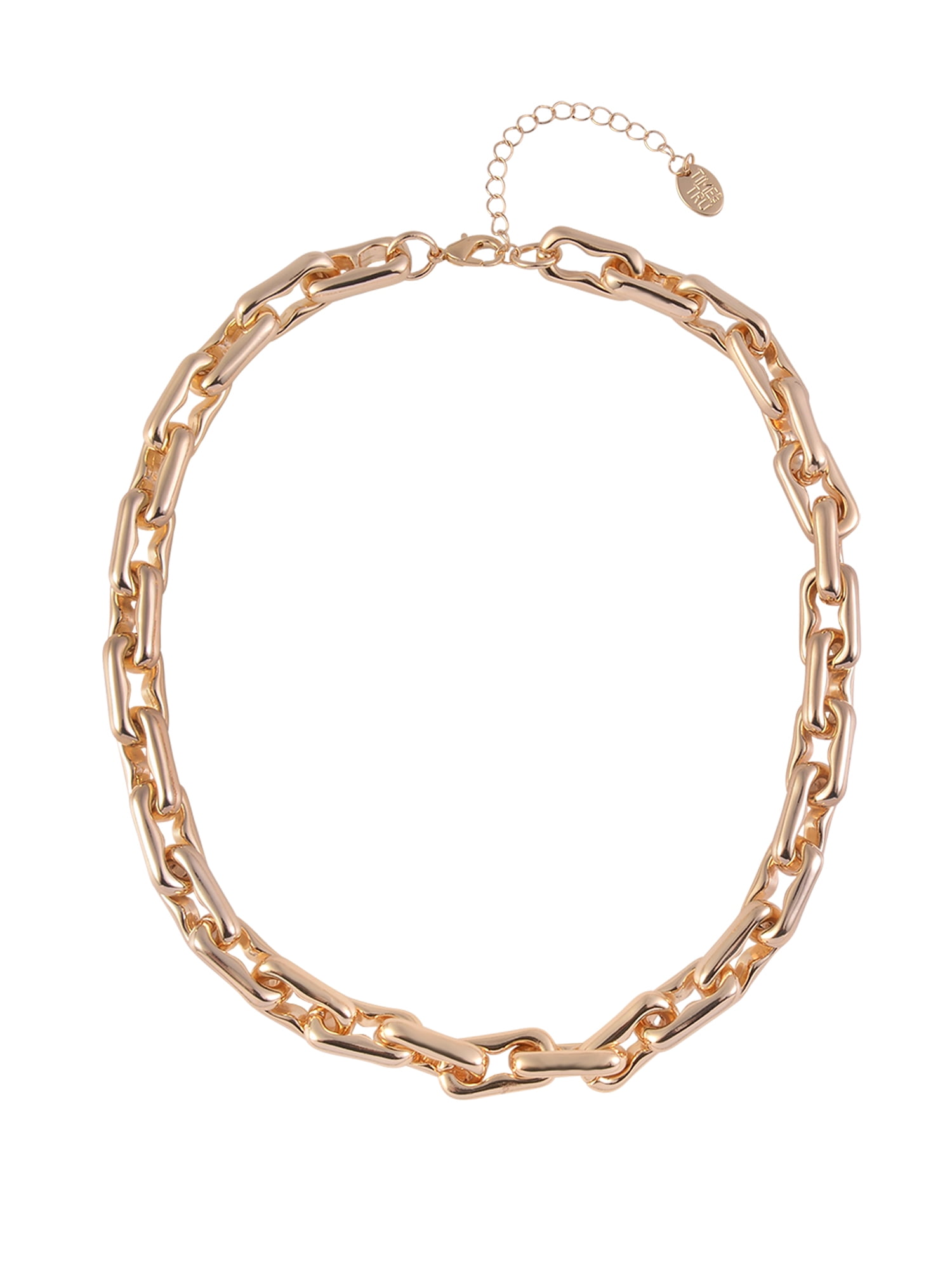Time and Tru Women's Thick Wavy Rectangular Links Goldtone Necklace
