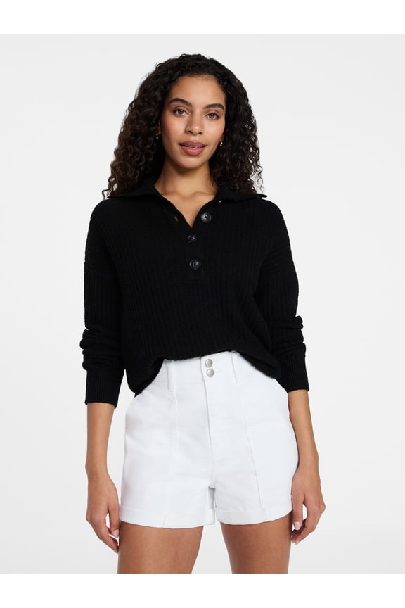 Women's Pullover Henley Sweater, Sizes XS-XXXL