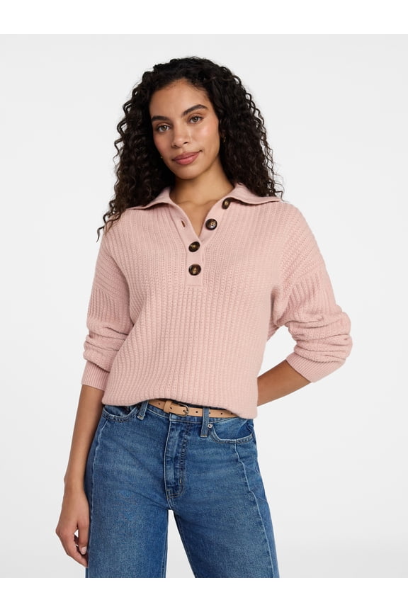 Women's Pullover Henley Sweater, Sizes XS-XXXL