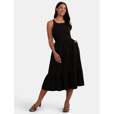 Time and Tru Women's Tie Back Midi Dress, Sizes XS-XXXL