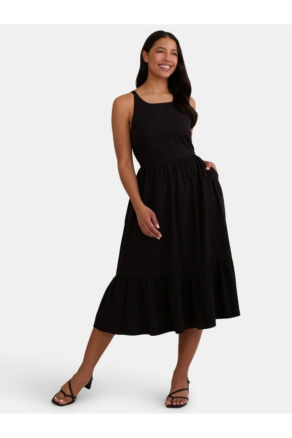 Women's Tie Back Midi Dress, Sizes XS-XXXL