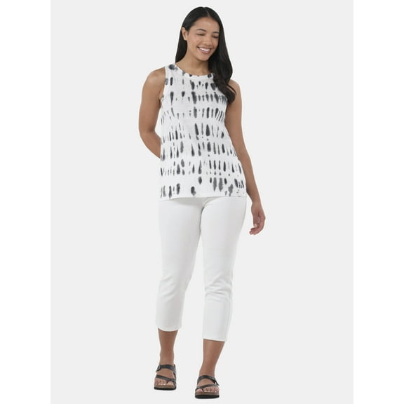 Time and Tru Women's Tie Dye Cotton Tank Top with High Neck, Sizes XS-XXXL