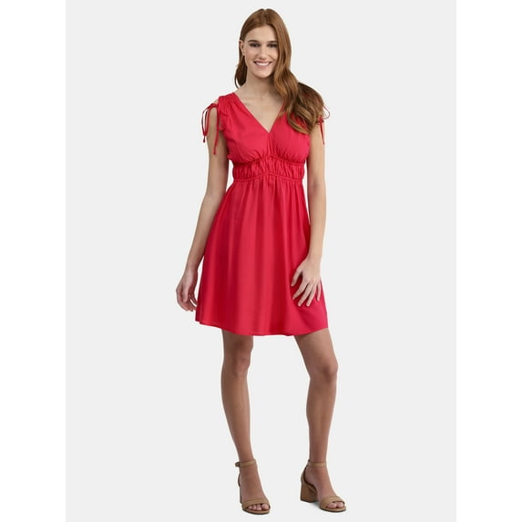 Time and Tru Women's Tie Mini Dress, Sizes XS-XXXL