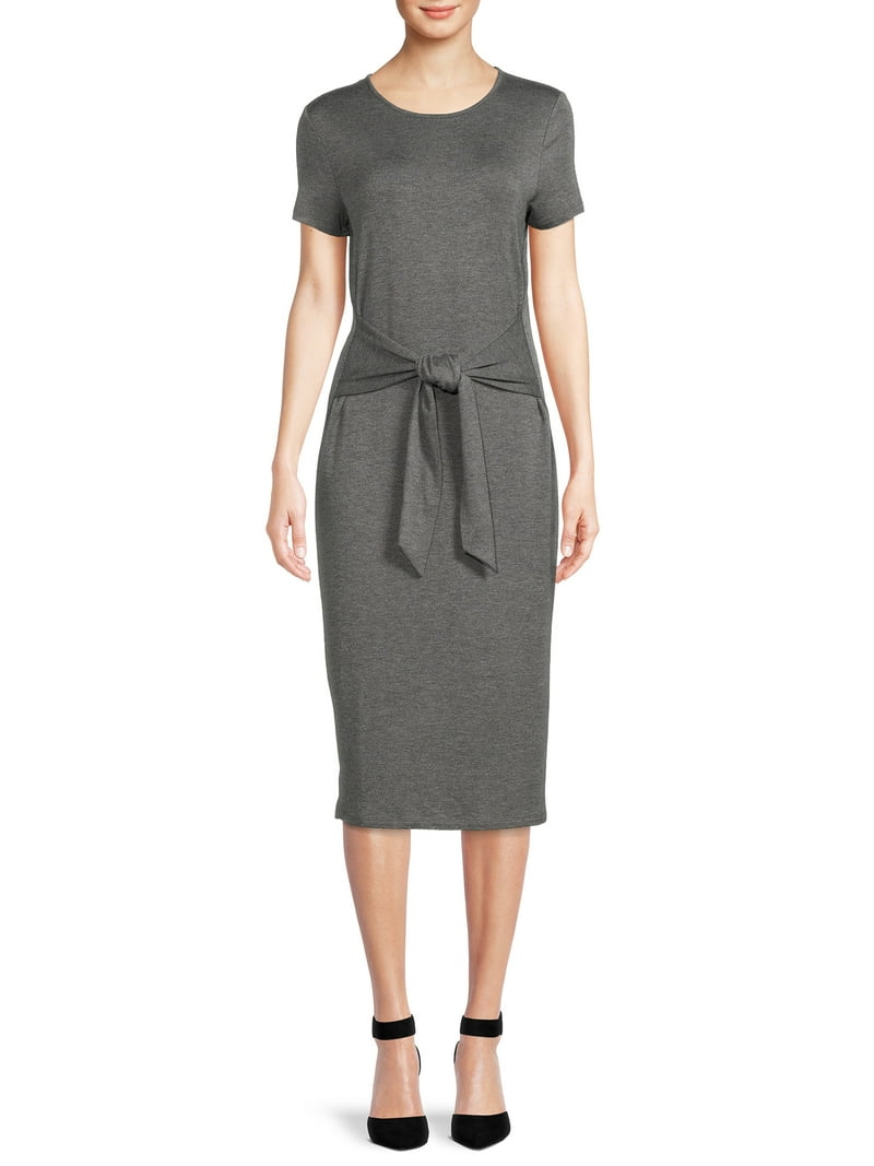 Time and Tru Women's Tie Waist Knit Dress - Walmart.com Time and Tru Women's Tie Waist Knit Dress - Walmart.com