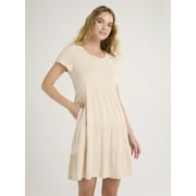 Time and Tru Women's Tiered Cotton Knit Dress, XS-XXXL