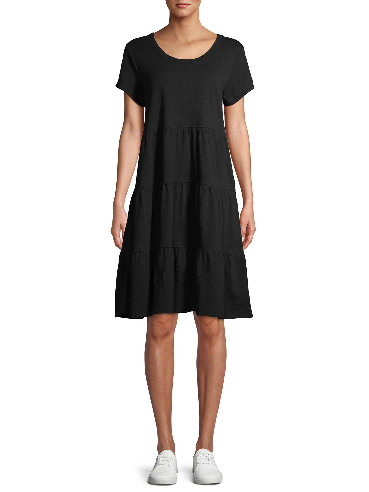 Time and Tru Women's Tiered Knit Dress - image 1 of 6