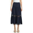 thumbnail image 1 of Time and Tru Women’s Tiered Maxi Skirt with Lace Trim, 1 of 5