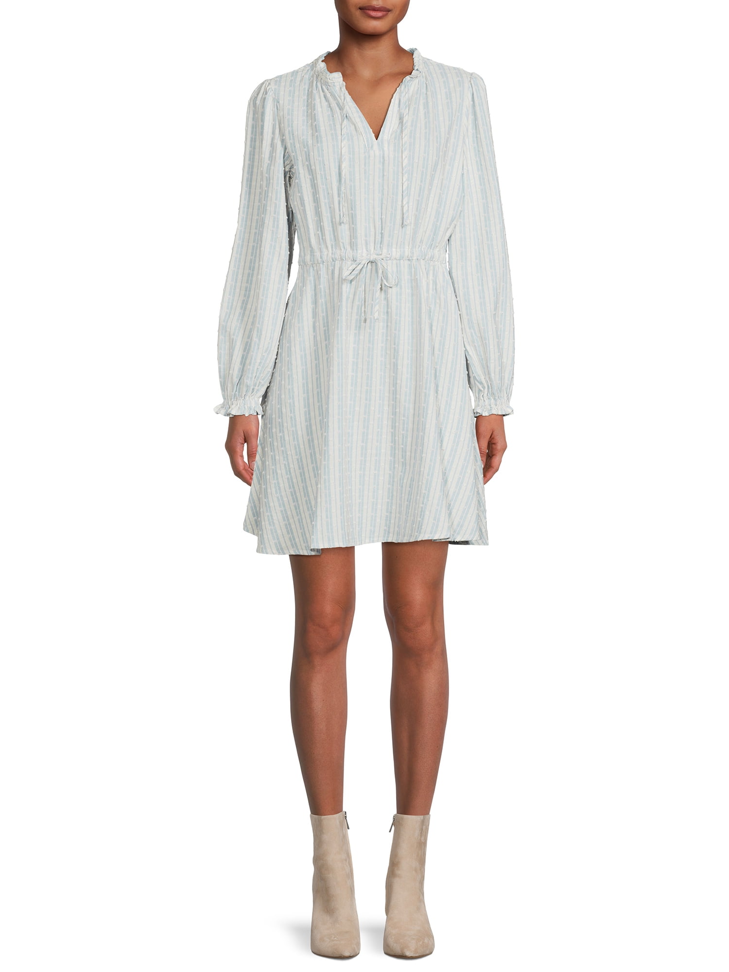 Time and Tru Women's Tiered Midi Shirt Dress