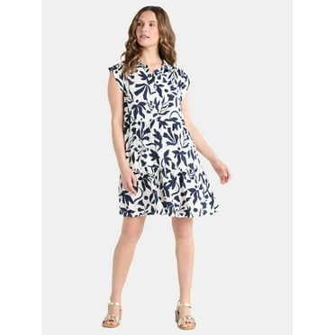 Time and Tru Women's Tiered Mini Shirtdress, Sizes XS-XXXL