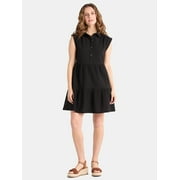 Time and Tru Women's Tiered Mini Shirtdress, Sizes XS-XXXL