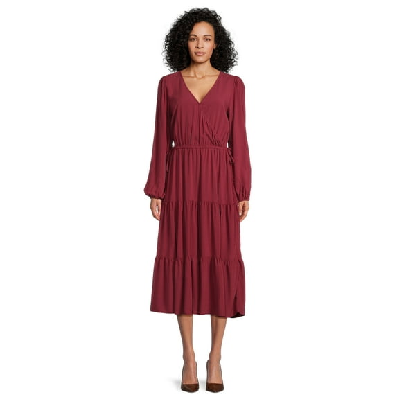 Time and Tru Women's Tiered Side Tie Dress, Sizes XS-XXXL