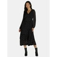 Time and Tru Women's and Women's Plus Print Dress with Long Sleeves