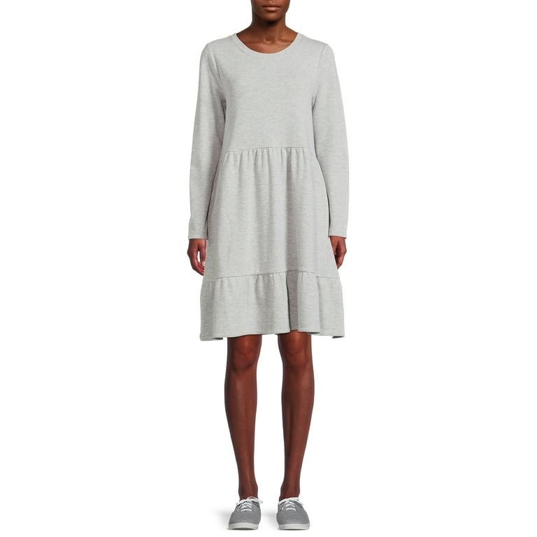 Time and Tru Women s Tiered Sweatshirt Dress Walmart