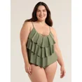 thumbnail image 1 of Time and Tru Women's and Women's Plus Tiered Tankini Swim Top, Sizes S-3X, 1 of 4