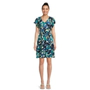Time and Tru Women's Tiered V-Neck Dress with Flutter Sleeves, Sizes XS-XXXL