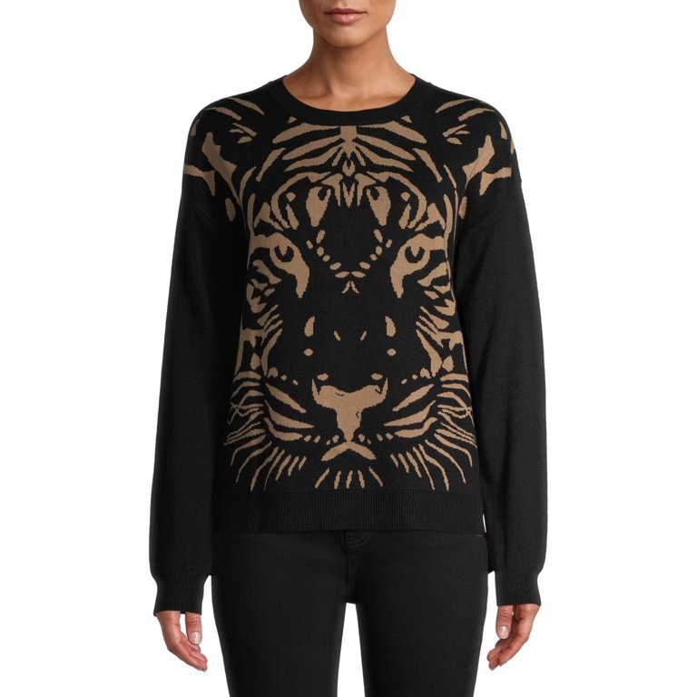 UO Tiger Intarsia Knit Pullover Sweater