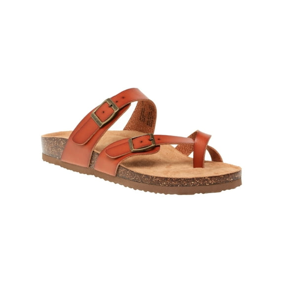 Time and Tru Women’s Toe Thong Footbed Slide Sandals, Wide Width Available