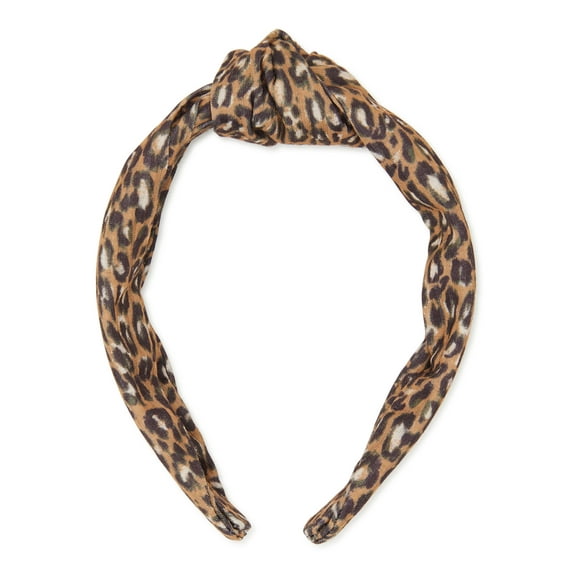 Time and Tru Women's Top Knot Hair Headband, Leopard