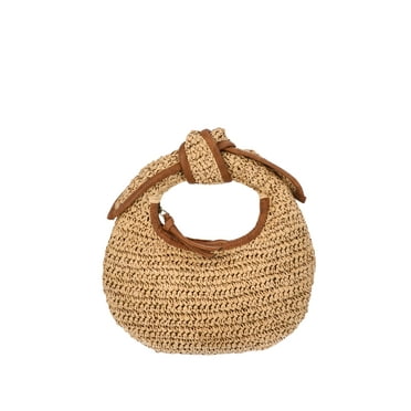 Time and Tru Women's Top Knot Mini Crescent Bag, Natural