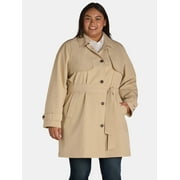 TIME & TRU Time and Tru Women's and Women's Plus Trench Coat, Sizes XS-3X
