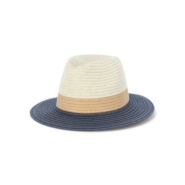 Time and Tru Women’s Tricolor Panama Hat, Navy, One Size Fits Most