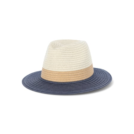 Time and Tru Women’s Tricolor Panama Hat, Navy, One Size Fits Most