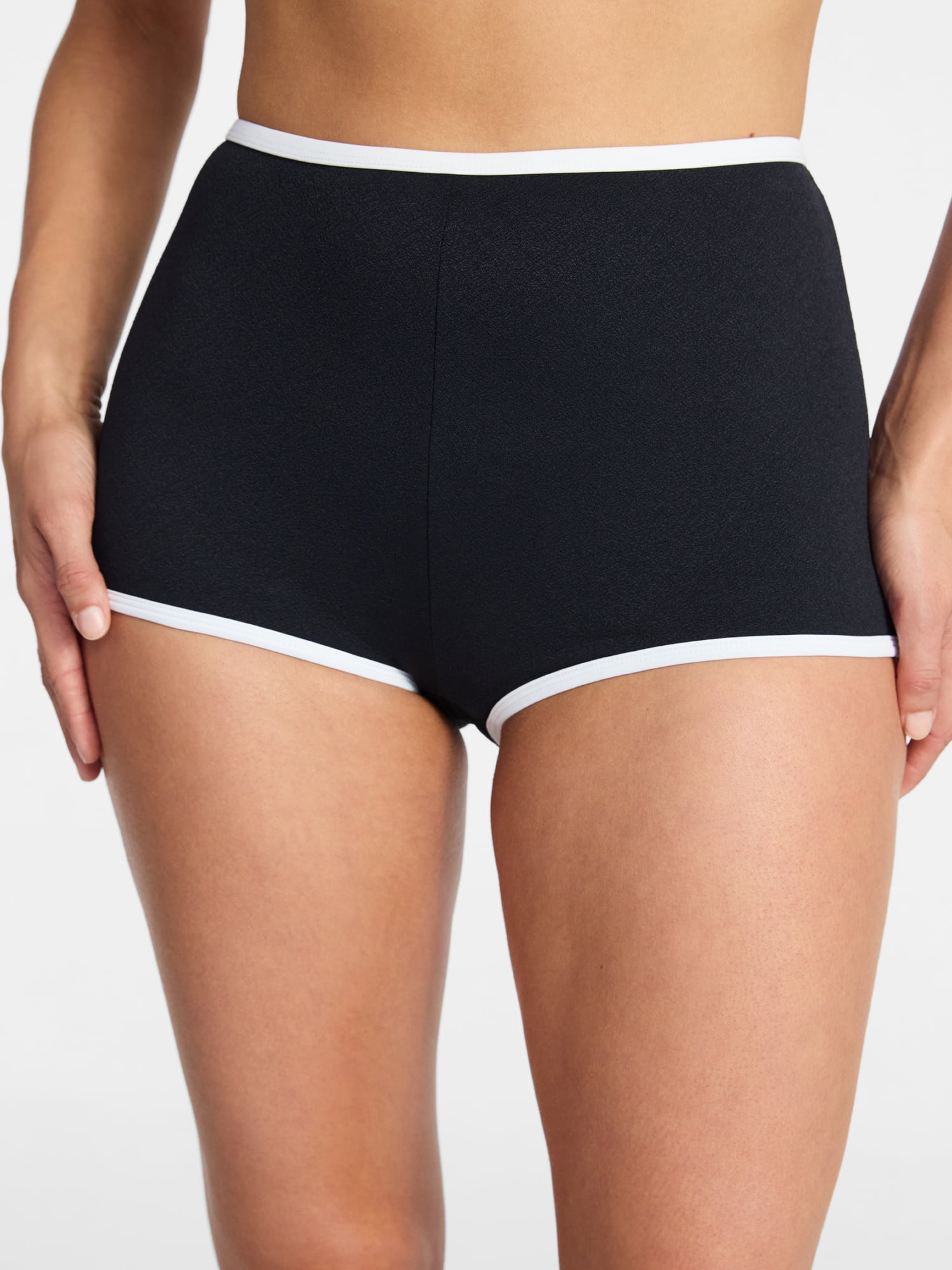 Time and Tru Women's and Women's Plus Size High Waist Swim Boyshorts, Sizes XS-3X