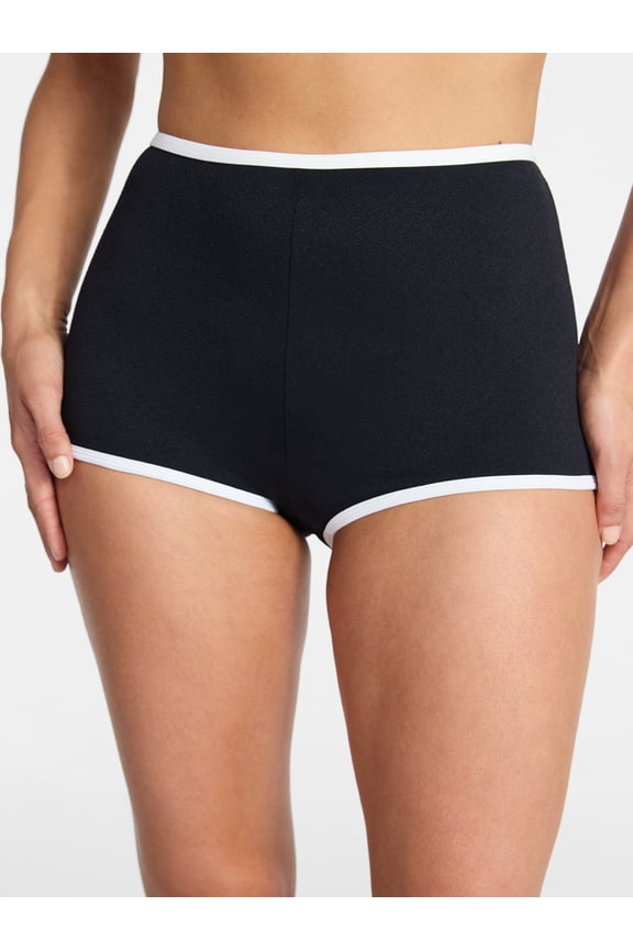 Women's and Women's Plus Size Tropez High Waist Swim Boyshorts, Sizes XS-3X