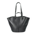 thumbnail interactive-video image 1 of Time and Tru Women's Faux Leather Tulip Tote Handbag, Black, 1 of 6
