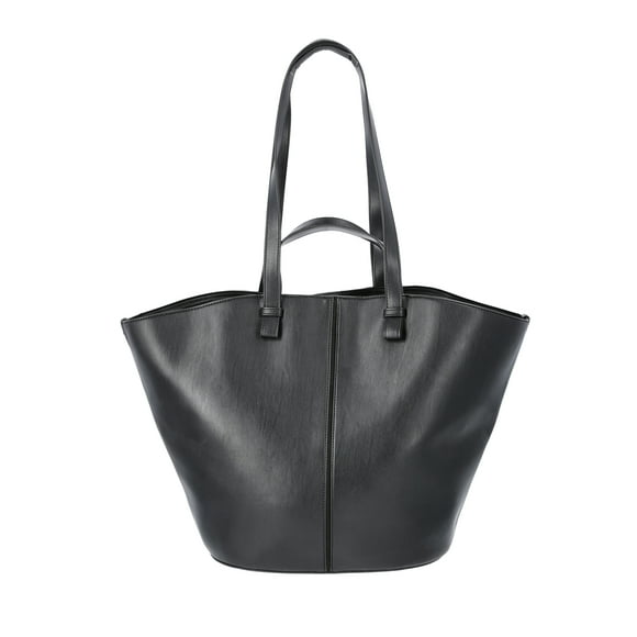 Time and Tru Women's Faux Leather Tulip Tote Handbag, Black