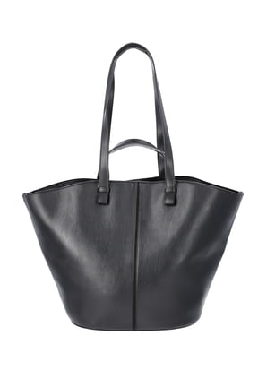 Women's Faux Leather Tulip Tote Handbag, Black