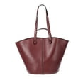 thumbnail image 1 of Time and Tru Women's Faux Leather Tulip Tote Handbag, Burgundy, 1 of 5