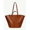 thumbnail image 1 of Time and Tru Women's Faux Leather Tulip Tote Handbag, Cognac, 1 of 6