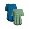 thumbnail image 1 of Time and Tru Women's Tunic Tee with Short Sleeves, 2-Pack, Sizes XS-XXXL, 1 of 5