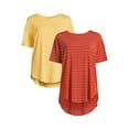 thumbnail image 1 of Time and Tru Women's Tunic Tee with Short Sleeves, 2-Pack, Sizes XS-XXXL, 1 of 5