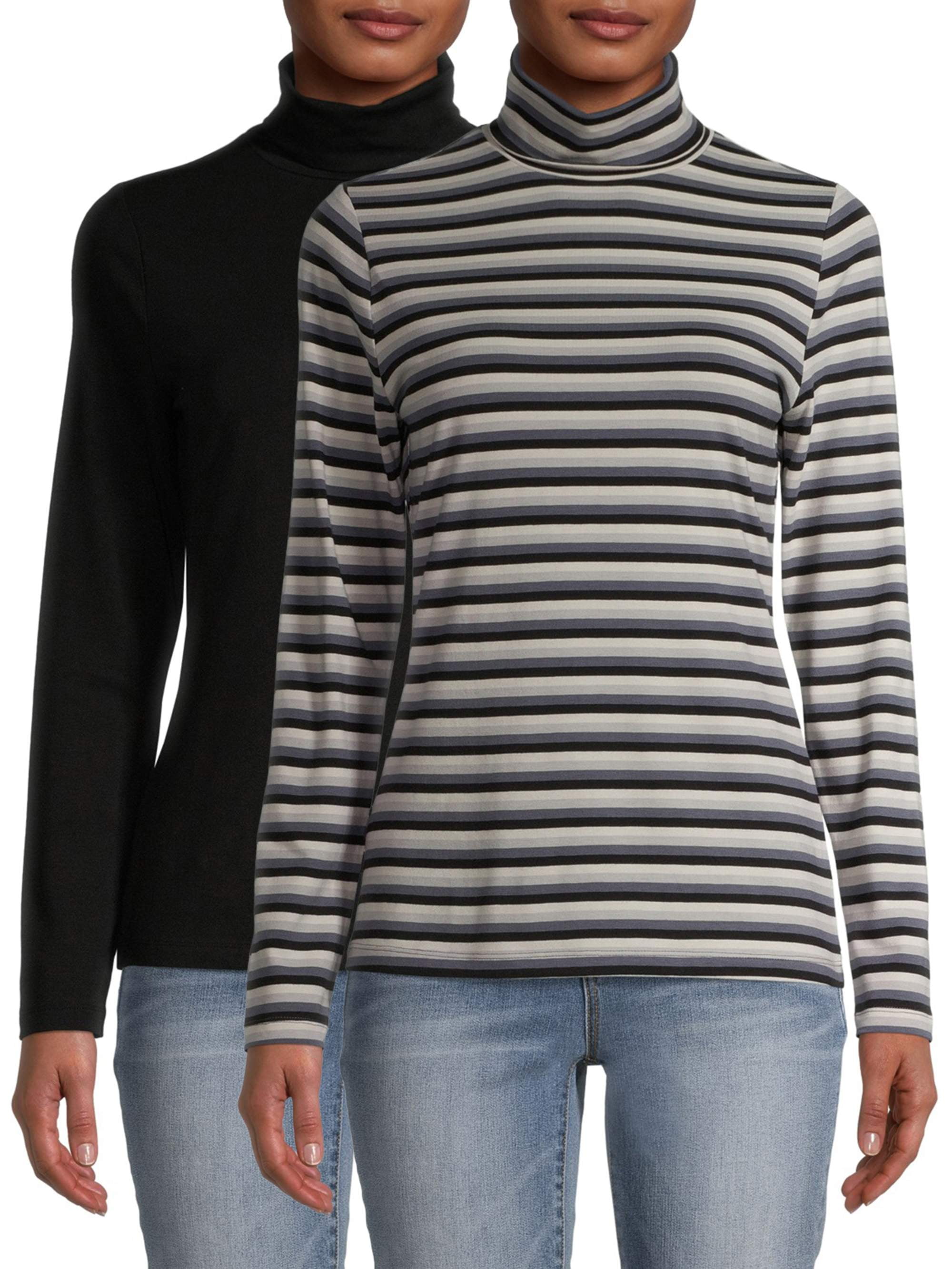Time and Tru Women's Turtleneck Top, 2Pack