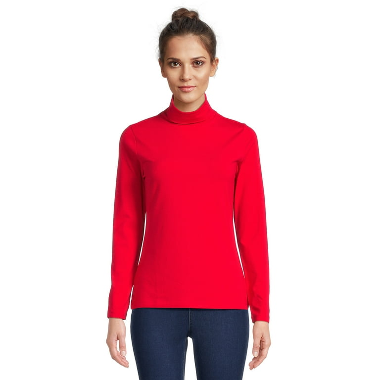 Time and Tru Turtleneck Cotton Blend, Blouse and Top (Women's
