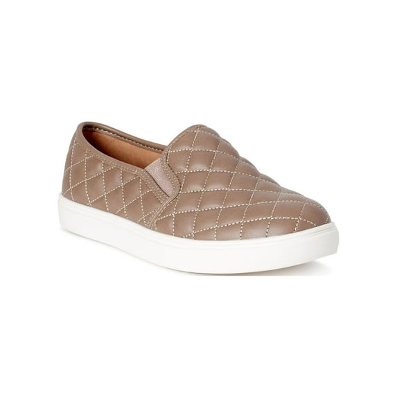 Time and Tru Women's Twin Gore Quilted Slip On Shoe (Wide Width Available)
