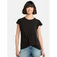 thumbnail image 1 of Time and Tru Women's Twist Front Top with Flutter Sleeves, Sizes XS-XXXL, 1 of 5