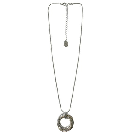 Time and Tru Women's Twisted Loops Pendant Necklace Iron/CZ