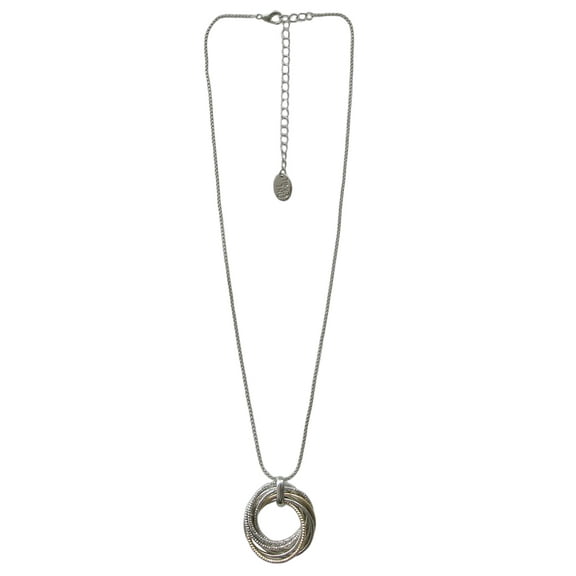 Time and Tru Women's Twisted Loops Pendant Necklace Iron/CZ