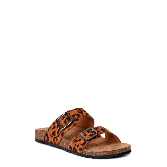 Time and Tru Women's Two Band Slide Sandals
