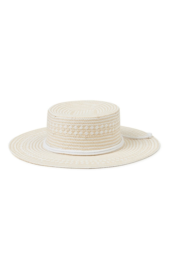 Women’s Two-Tone Boater Hat, Adult Female Boater Hat, Boater Sunhat