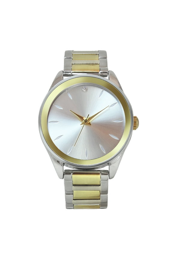 Women's Two Tone Gold Tone Metallized Bezel Bracelet Wristwatch, 34mm