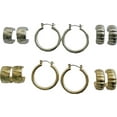 thumbnail image 1 of Time and Tru Women's Two Tone Textured and Smooth Hoop Earring Set, 6-Piece, 1 of 9